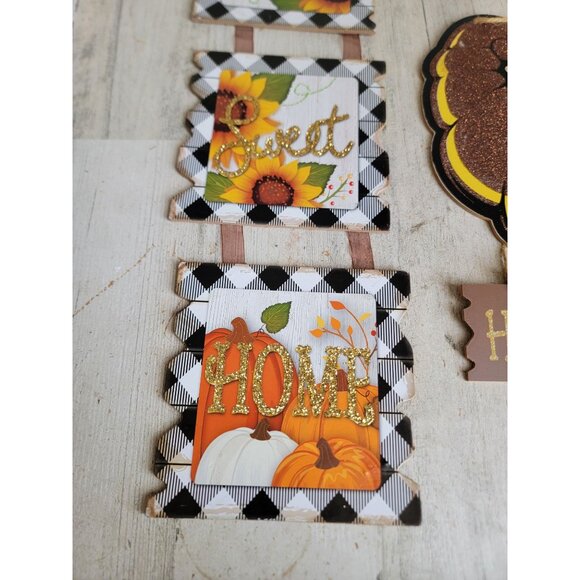 Thanksgiving home sweet home sunflower pumpkin hanging sign set - Picture 2 of 8